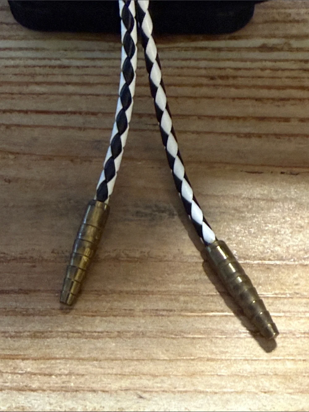 Vintage Men’s Western Black White Leather Bolo Tie
